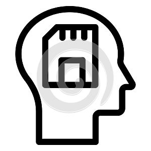 Brain memory, digital brain, Line vector icon which can easily modify or edit
