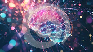 Brain mesh network connecting data points in abstract space