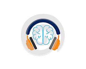 Brain with microphone icon template min refresh with music