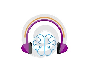 Brain with microphone icon template min refresh with music