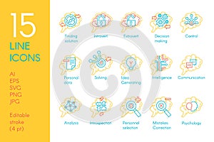 Brain mind function collection icon set vector