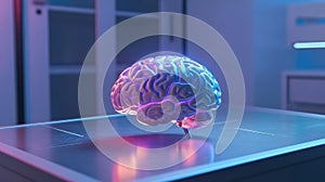 Brain model displaying artificial intelligence and neural network