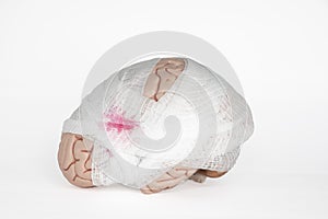 Brain model with gauze wrapping