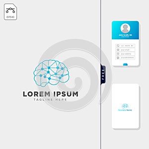 brain molecular tech logo template vector illustration, and free business card design
