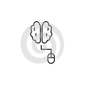 brain and mouse icon. Element of intelligence icon for mobile concept and web apps. Thin line brain and mouse icon can be used for