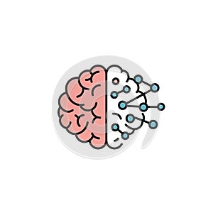 Brain Network Connection Icon: Human Cognition and Digital Connectivity
