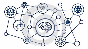 Brain network connections, cognitive function, neural pathways, mind map vector design Generative AI