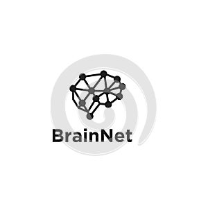 Brain network line logo vector icon design illustration isolated white background