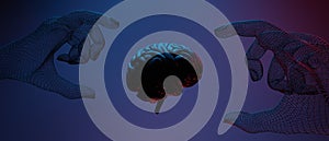 brain neural of AI robot for high technology network, quantum computer processing, digital data generative, 3d illustration