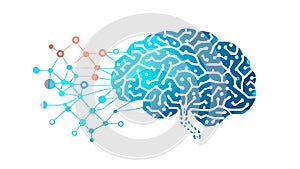 Brain with Neural Network Icon for AI Intelligence, vector design Generative AI