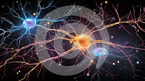Brain neurons are cells that transmit electrical signals photo