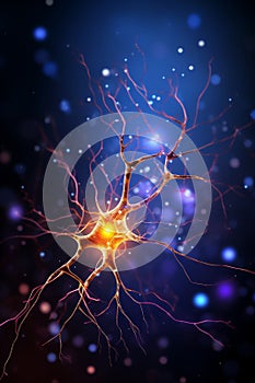 Brain neurons are cells that transmit electrical signals photo