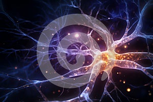 Brain neurons are cells that transmit electrical signals photo