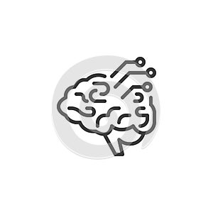 Brain neurons line icon