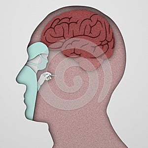 Brain neurons synapse, anatomy, head profile,