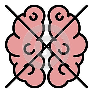 Brain no function icon color outline vector