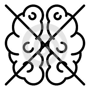 Brain no function icon, outline style