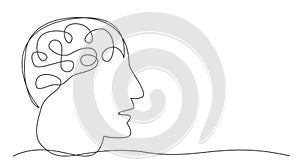 Brain One line drawing isolated on white background