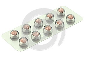 Brain Pills in the blister 3D