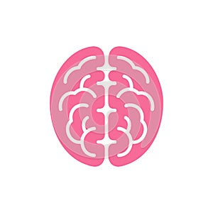 Brain pink color top view icon, intellect symbol vector illustration