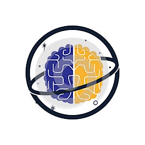 Brain planet vector logo design. Intellectual and smart logo concept.