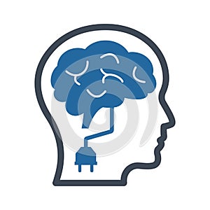 Brain plug Color Vector icon which can easily modify or edit