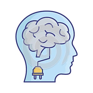 Brain plug fill vector icon which can easily modify or edit
