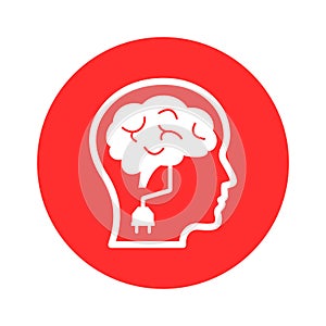 Brain plug glyph background icon which can easily modify or edit