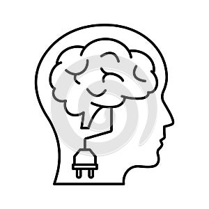 Brain plug Line Vector icon which can easily modify or edit