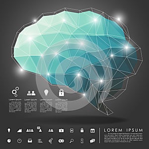 Brain polygon with business icon