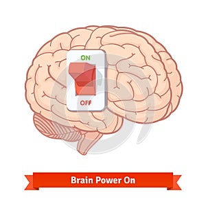 Brain power switch on. Strong mind concept