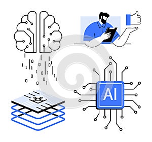 Artificial Intelligence Concepts with Brain, Microchip, Neural Data, and Human Interaction