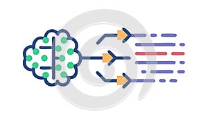 Brain Processing Information into Data Streams Vector Icon, vector design Generative AI
