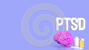 The Brain and ptsd text for health or sci concept 3d rendering
