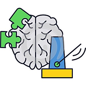 Brain puzzle head vector psychology icon isolated