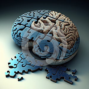 Brain puzzle and maze. Overthinking concept. Dilema and idea photo