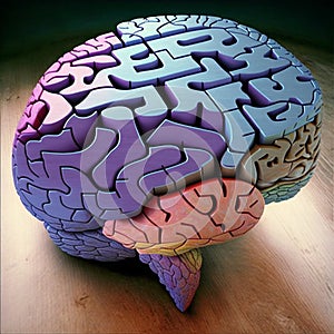 Brain puzzle and maze. Overthinking concept. Dilema and idea photo