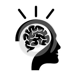 Brain question icon. Brain storm power thinking