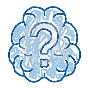 Brain And Question Mark doodle icon hand drawn illustration