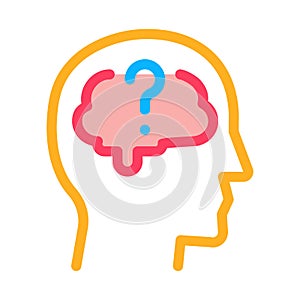 Brain question mark icon vector outline illustration