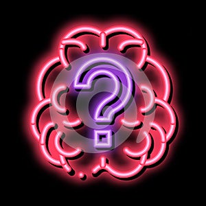 Brain And Question Mark neon glow icon illustration