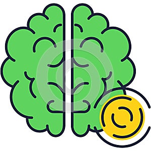 Brain recharge flat outline icon vector design