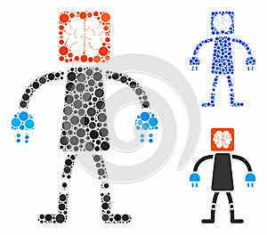 Brain robot Mosaic Icon of Circles