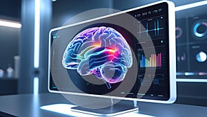 Brain Scan Visualization on Computer Screen