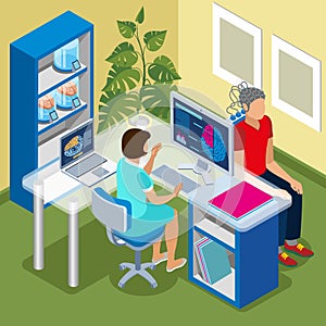 Brain Scanning Isometric Composition