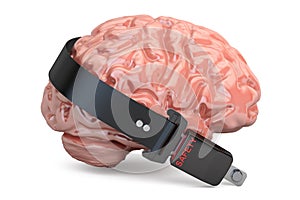 Brain with seatbelt, 3D rendering