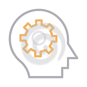 Brain setting thin line color vector icon