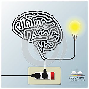 Brain Shape Electricline Education Infographic Background