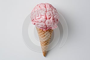 brain-shaped ice cream in waffle cone photo