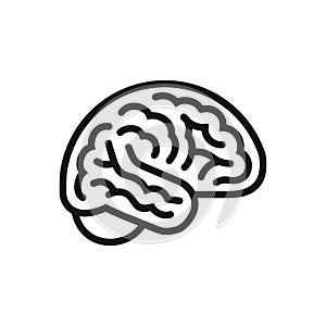 Brain side view icon, intellect symbol, simple line style